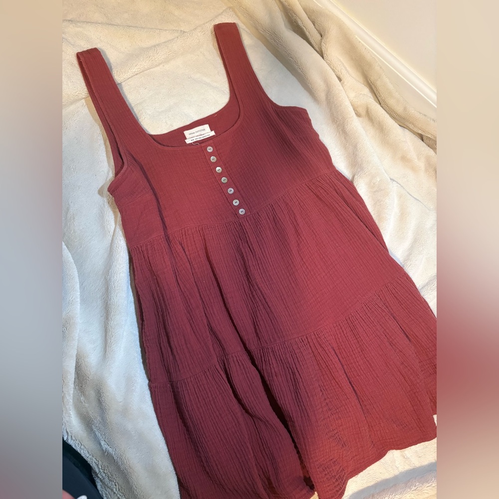 Urban Outfitters Burgundy Tiered Mini Dress